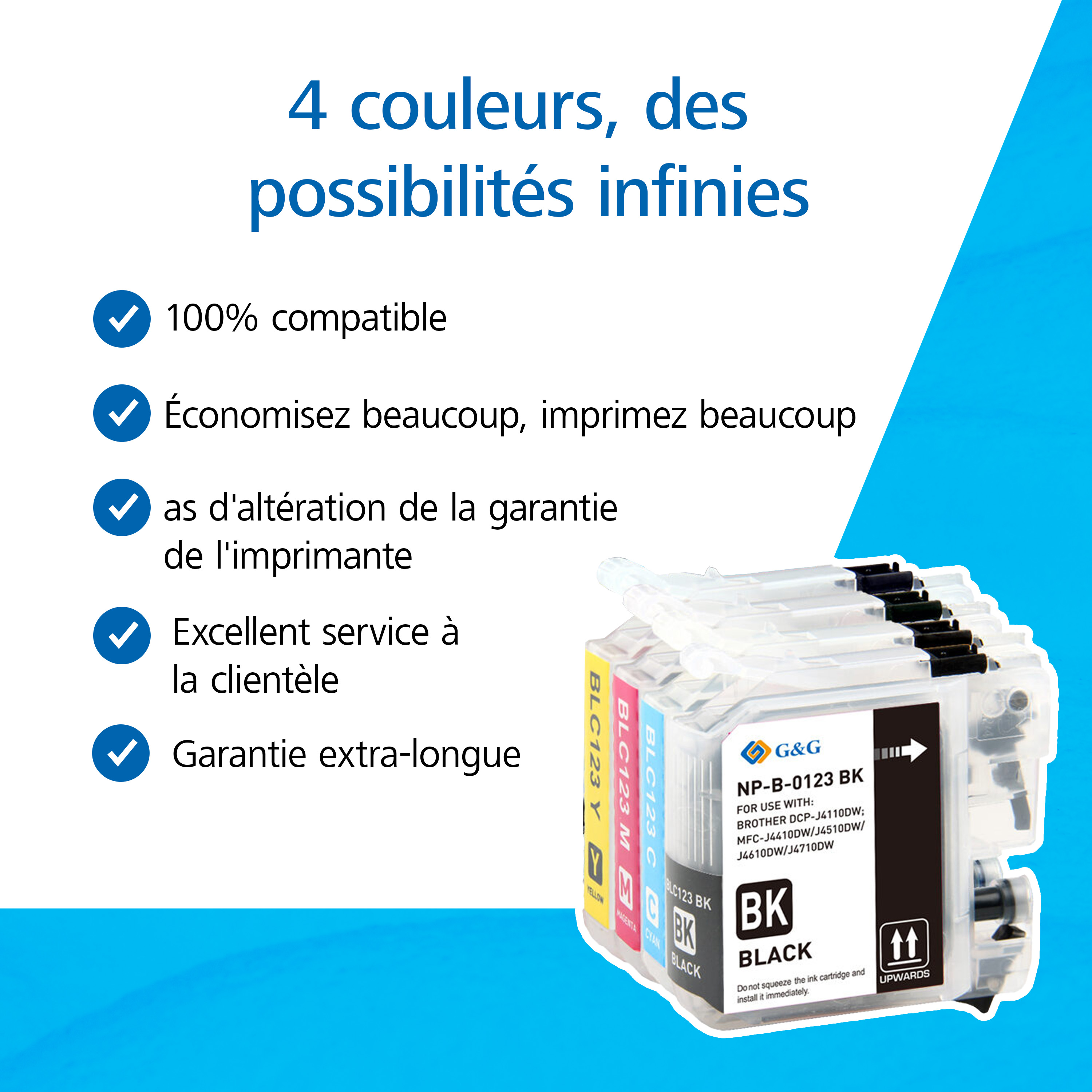 G&G Canon Cartouches d'Encre  CLI-571 XL - 4 pack