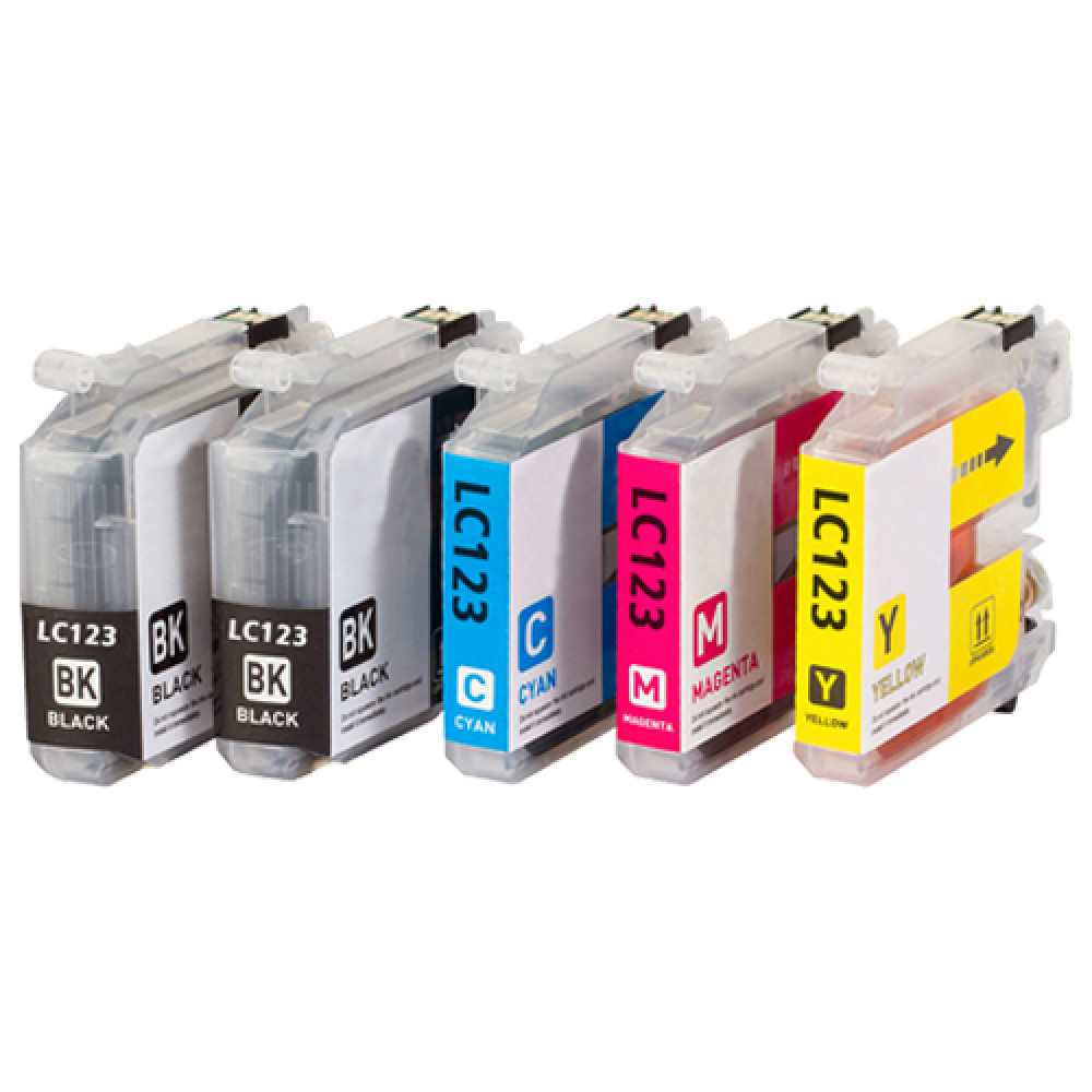FINK Pack de 5 bouteilles dencre compatible avec Brother LC3219 LC3217 LC223 LC123 LC225 LC227 LC125 LC400 LC450 
