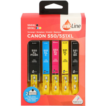 Inkline Canon Cartouches d'Encre 550 - 551XL - 5-pack
