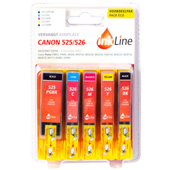 Inkline Canon Cartouches d'Encre 525 - 526 - 5-pack